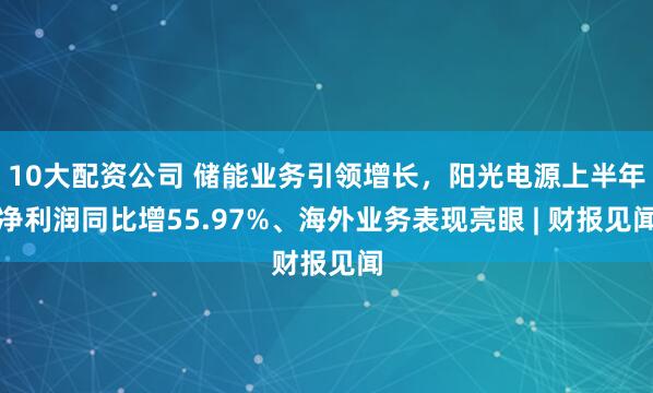 10大配资公司 储能业务引领增长，阳光电源上半年净利润同比增55.97%、海外业务表现亮眼 | 财报见闻